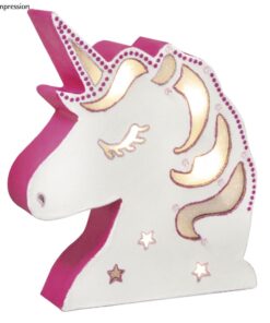 Pappmaché Licht, Einhorn in rosa-weiß