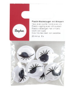 Plastik-Wackelaugen mit Wimpern, 20mm ø
