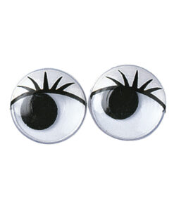 Plastik-Wackelaugen mit Wimpern, 15 mm, zum Kleben