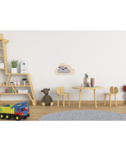 Kinderzimmer mit Wanduhr, Wolke aus Holz
