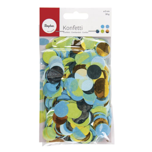 Konfetti gold blau grün 2cm ø, 30g im Beutel