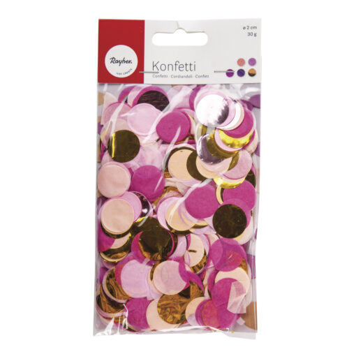 Konfetti pink gold rosa 2cm ø, 30g im Beutel