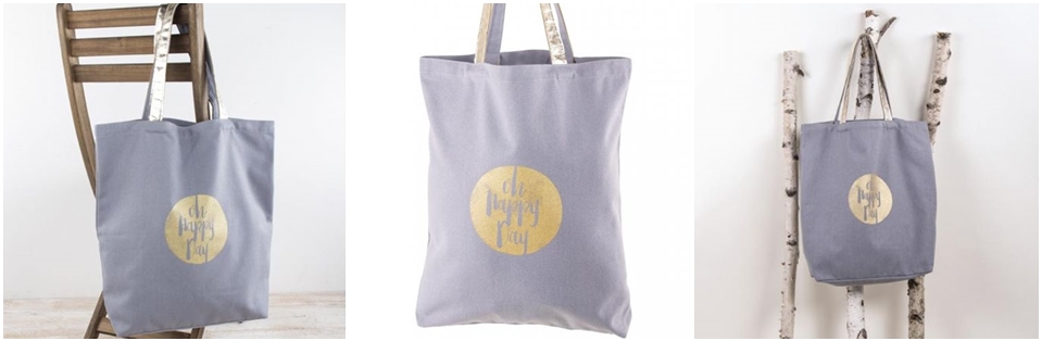 Canvas Shopper in grau mit Print.