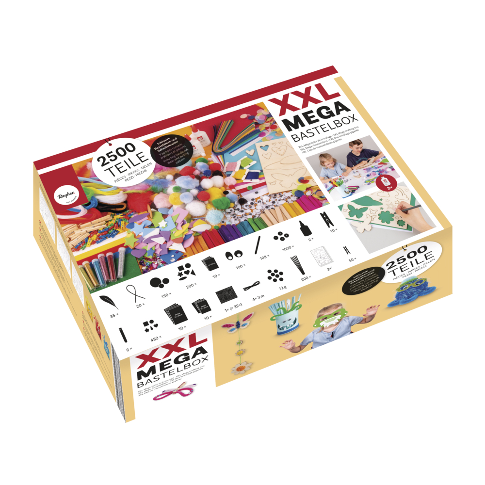 Mega-Bastelbox XXL, 2.500 Teile, Box ➤ ✓