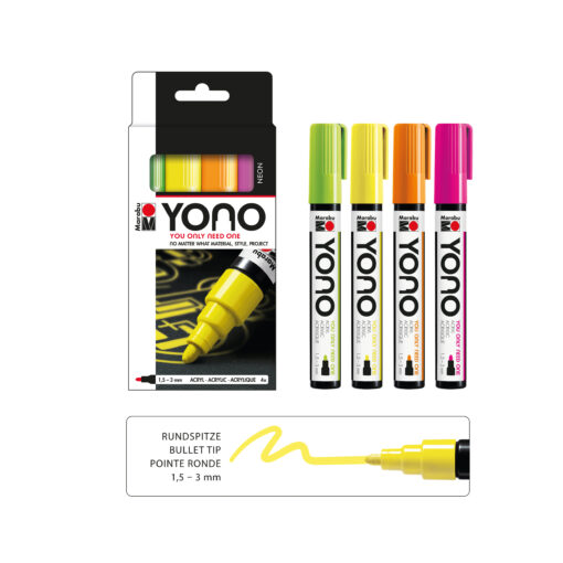 Marabu YONO Marker Set Neon, 4 Farben