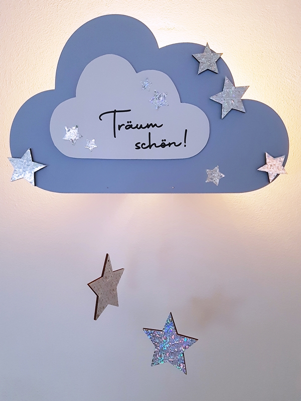 Nachtlicht kleine Wolke mit Text und beleuchtet