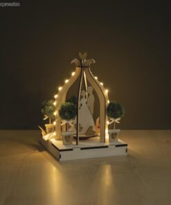 Dekoidee mit 3D-Holz-Bausatz Mr & Mrs beleuchtet