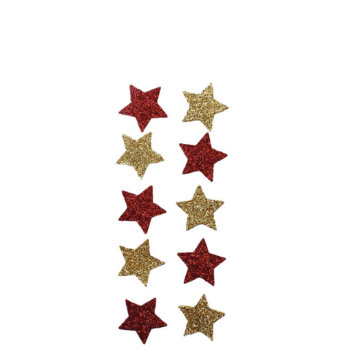 Sticker Sterne rot-gold, mit Glitter
