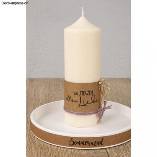 Kerze gestaltet mit Stempel "Von Herzen alles Liebe"