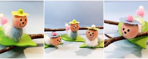 Raupen aus Glitzer-Pompons