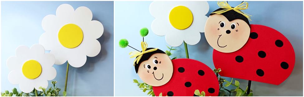 2 Marienkäfer zwischen Sommerblumen